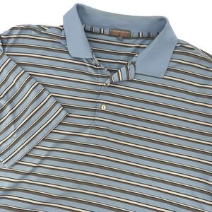Peter Millar Summer Comfort Mens XL Blue‎ Gray Striped Performance Polo Shirt